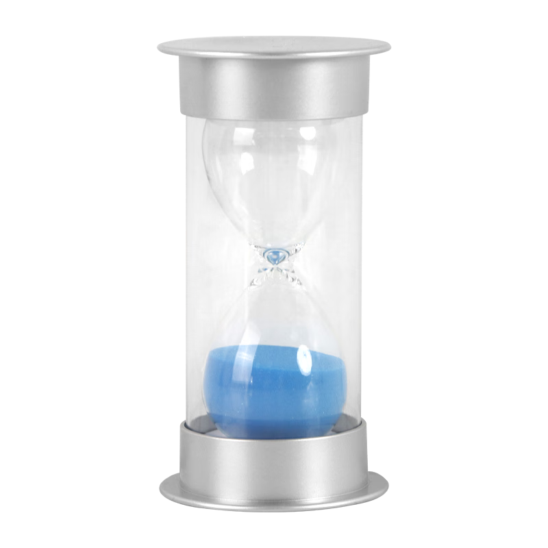 Jidukongjian Silver Lid Sandglass, 30-Minute Children's Study Timer, Birthday Gift, Shatterproof Ornament, Blue