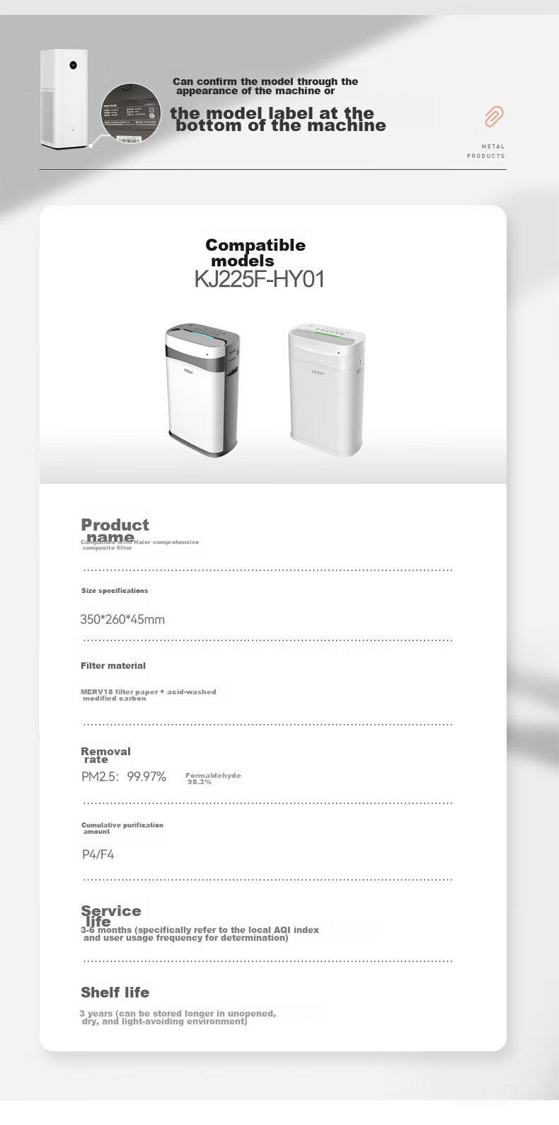Dingzikonqi Compatible Air Purifier Filter for Haier Air Purifier, Formaldehyde Removal Filter, PM2.5 Smog Filter, KJ225F-HY01(Z/B) Composite Filter 11