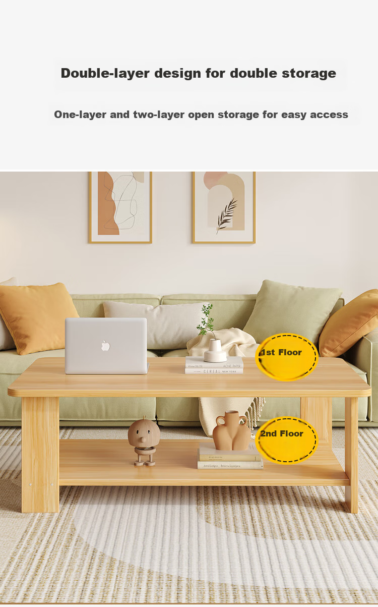 Gupujia Coffee Table, Simple Modern Sofa Side Table with Storage, Double-Layer Small Tea Table for Small Apartments And Balcony 5