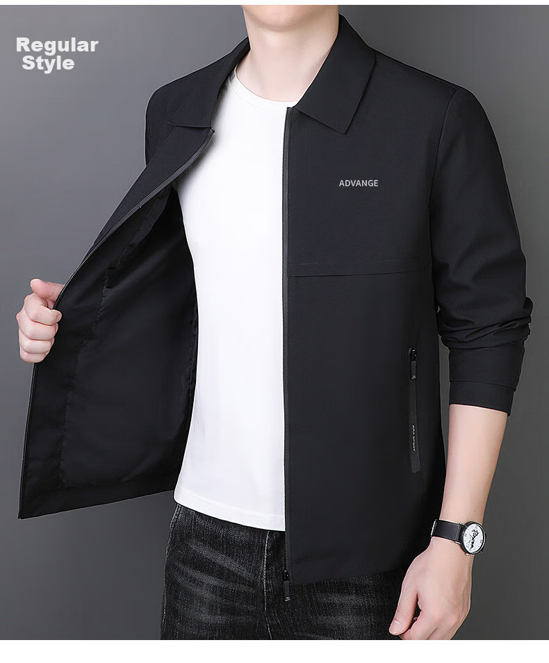ROMON Men's Jacket, Spring And Autumn Business Casual Lapel Coat, Trendy Cadre Executive Jacket, Men's Clothing MK73 Black XL 15