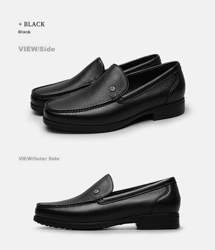 Goldlion Men's Loafers Leather Shoes, Fashionable Simple Comfortable Slip-On Business Casual Shoes G521240438AAA Black Size 40 21