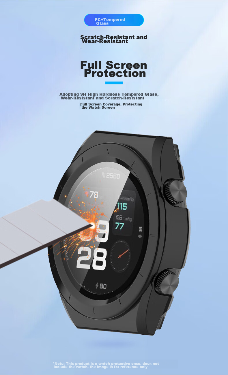 KMaxAI Full Protection Case for Xiaomi Blood Pressure Watch H1, Integrated Screen Protector And Protective Cover, Anti-Scratch Anti-Fingerprint Shockproof Hard Shell + Tempered Glass Film, Black 6