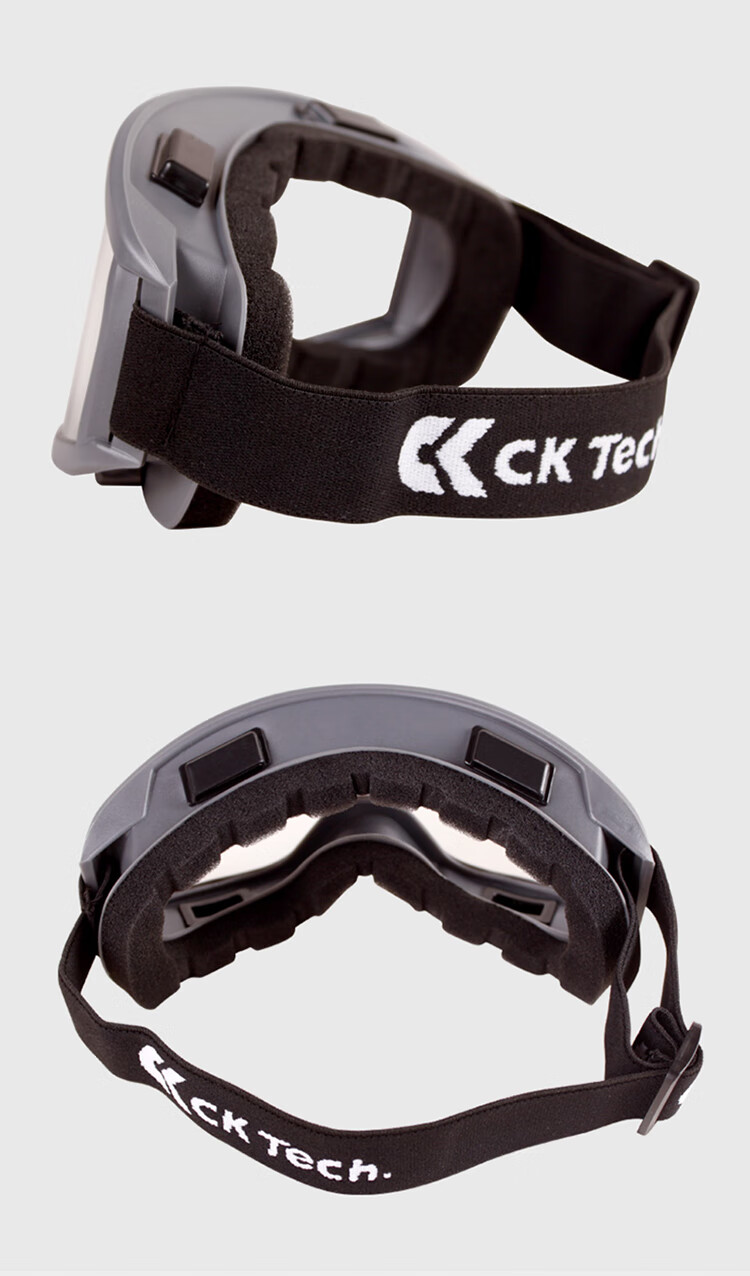 CK-Tech Goggles, Industrial Cutting Anti-Splash, Labor Protection Dust-Proof Windproof Protective Glasses, Enhanced Anti-Fog Model CKY-134FW, Gray Frame with Clear Lenses, 1 Piece 1