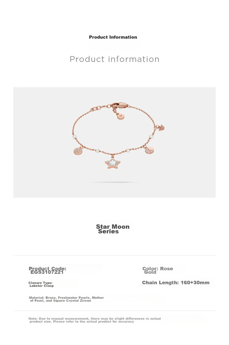EMPORIO ARMANI Women's Bracelet, Star Shell Rose Gold, Birthday Gift for Girlfriend, EGS3107221 4