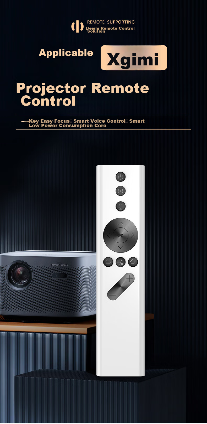 Beishi Universal Remote Control Compatible with XGIMI Projectors H1/H2/H3/Z4X/Z6X/Z8X/H1sCC Aurora Voice Remote Control, White 1