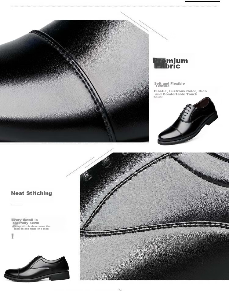 BEIOUTU Men's Leather Shoes, Fashionable Three-Joint Business Formal Shoes, Comfortable Lace-Up Casual Men's Footwear, 8827 Black, Size 41 5