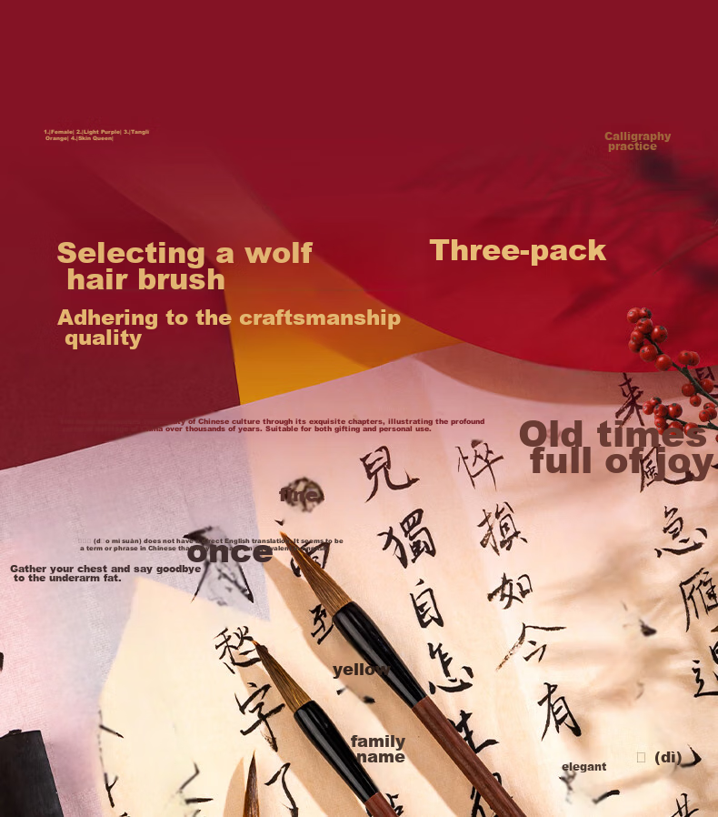 Deli Calligraphy Beginner Set, 3 Wolf Hair Brushes, Medium And Large Regular Script, Four Treasures of The Study, Chinese Painting Copybook, Brush Pen, Ink, Paper, Inkstone, Large Medium Small Regular Script, Adult Back-To Gift 1