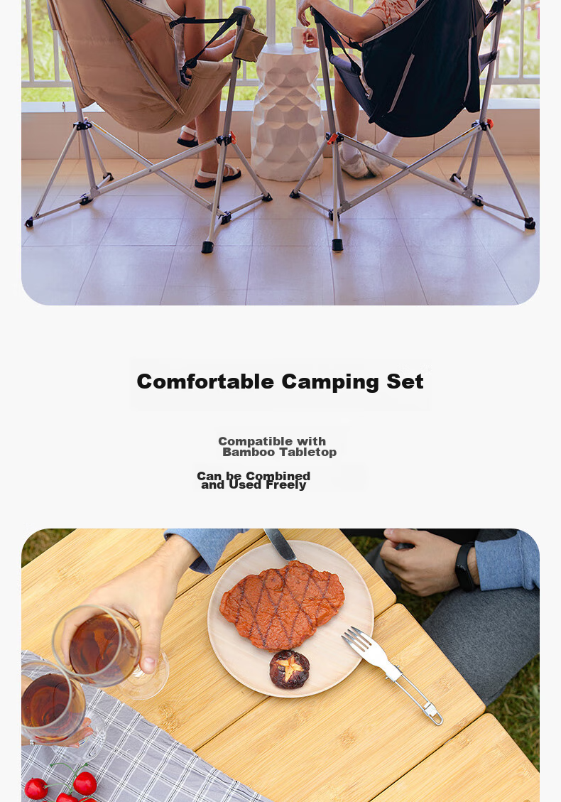 KingCamp Folding Chair, Outdoor Chair, Rocking Chair, Indoor Chair, Cradle Chair, Hanging Chair, Swing Chair, Aluminum Alloy Chair, KC2227, Khaki Color 18
