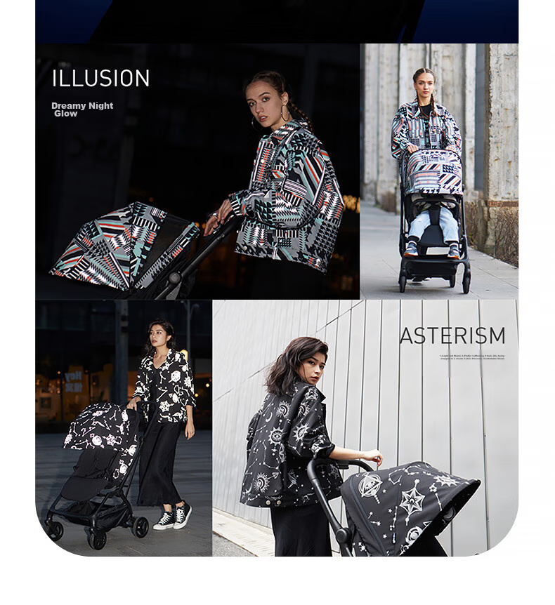 HBR Stroller with Reversible High View, Newborn Carriage, Can Sit And Lie Down, M360 Luminous, Black And White Checkered Patter 24