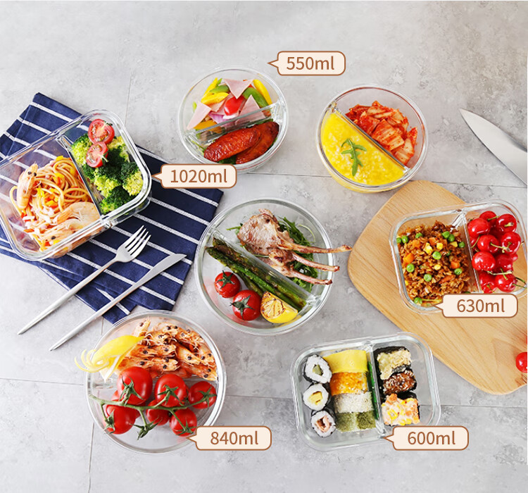 Lock&Lock 1.02L Large Capacity Heat-Resistant Glass Lunch Box with Two Compartments, Microwaveable, Airtight Storage Container 10