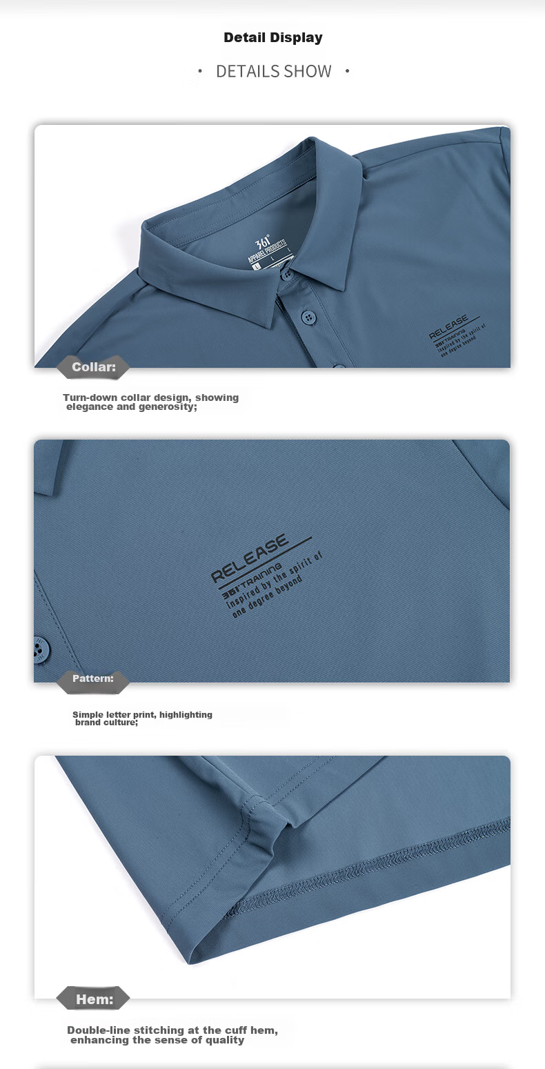 361° Men's Short Sleeve T-Shirt Spring Summer Polo Shirt Sportswear Fitness Loose Ice Silk Sun Protection 652524103D-6 63