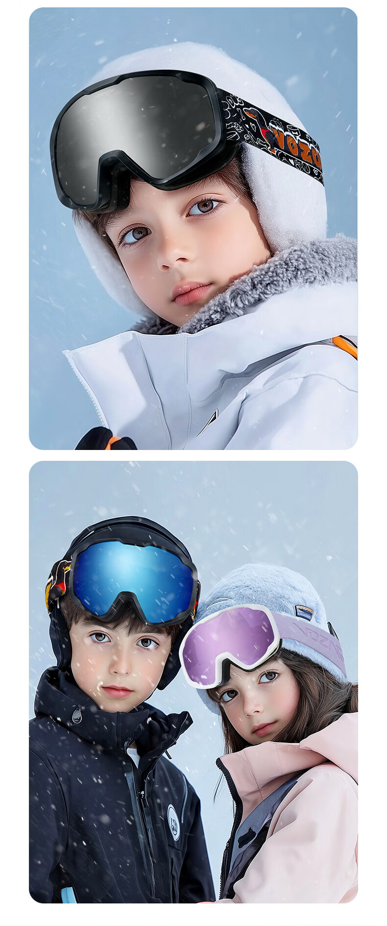 VOZAPOW Children's Ski Goggles, Double-Layer Anti-Fog, Snow Blind Spherical Lens, Windproof And Cold-Resistant Protective Eyewear for Men And Women in Snow 15