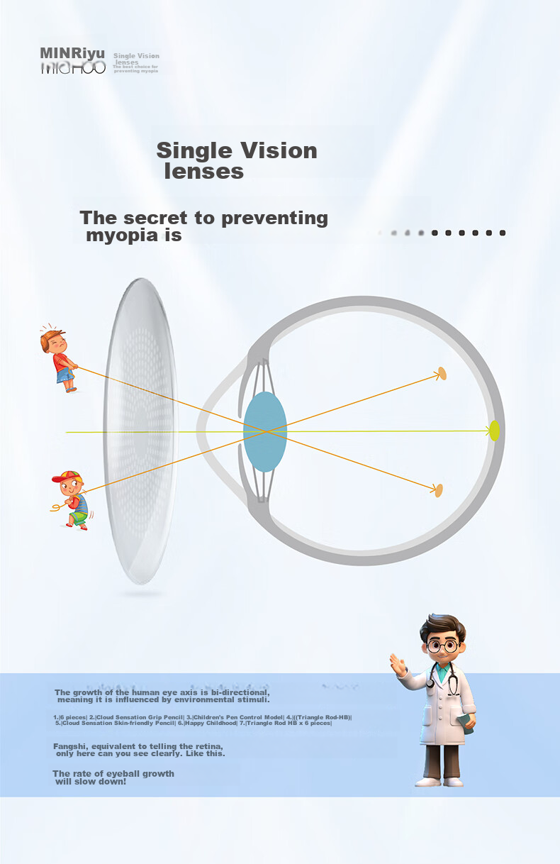 Muyu MU-6802 Children's Dream Series, 45 Lenses, -6.00 to -1.38, Optical Functional Myopia Control And Prevention, Defocus Glasses, Back to School 11