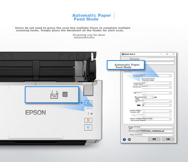 Epson DS-410 A4 Sheet-Fed Scanner with Automatic Continuous Scanning, High-Speed Office Use, Duplex Color Scanning 4