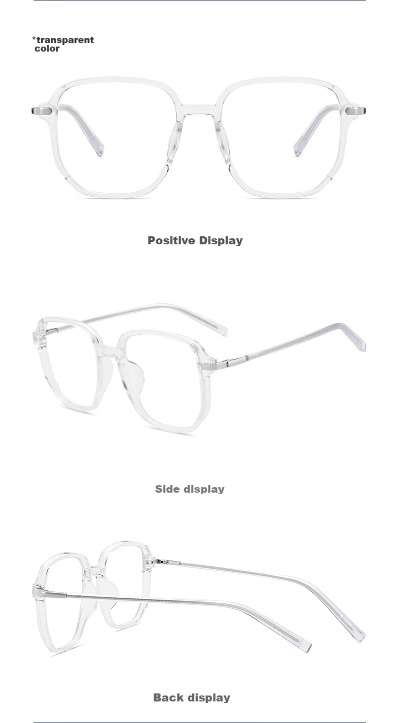Jingbang Large Frame Myopia Glasses with Blue Light Protection, Transparent Frame Unisex Prescription Photochromic Eyeglasses 20