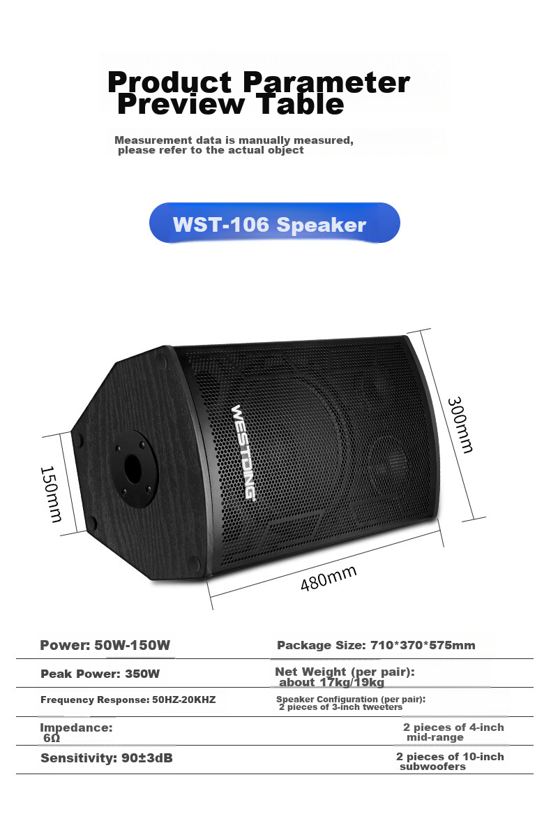 WESTDING Home KTV Sound System Complete Set, Karaoke Theater for Living Room And Store Commercial Use Professional Conference Package, 10-Inch Three-Way Speakers 106+393+K82 8
