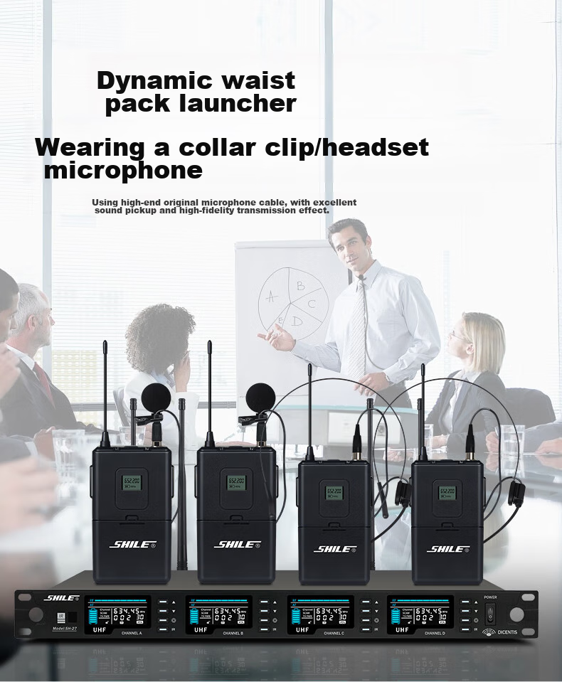 SHILE Wireless Microphone System with Four Handheld Mics, UHF Adjustable Frequency Microphones for Meetings, Training, Lectures, Events, Karaoke, KTV, SH-27 Model with 4 Handheld Mics 15