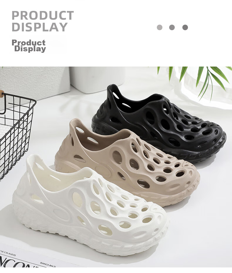 GUOLUOFEI Perforated Closed-Toe Slippers for Men And Women, Outdoor Wear, Summer Thick-Soled Non-Slip Beach Sandals, Milk Coffee Color, Size 44-45 9