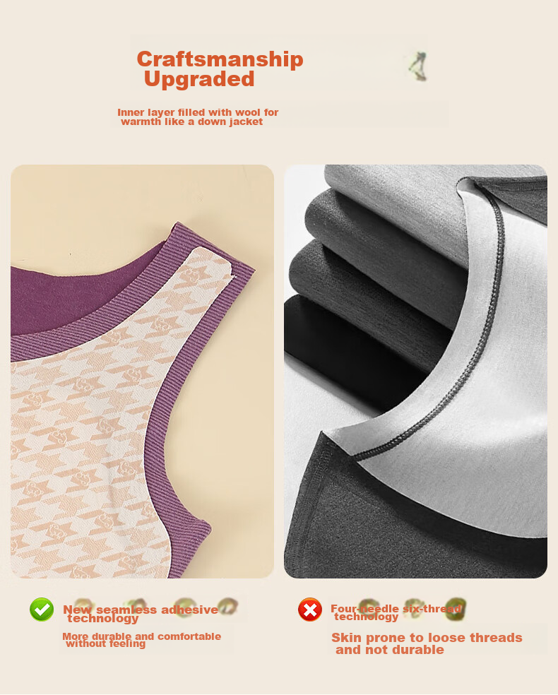 XUEXIMAN 100% Wool Thermal Vest for Women, Warm Uterus Protection, Waist Support, Seamless, Heat-Generating, Fleece-Lined Underwear, Spring And Autumn Base Layer Top 5