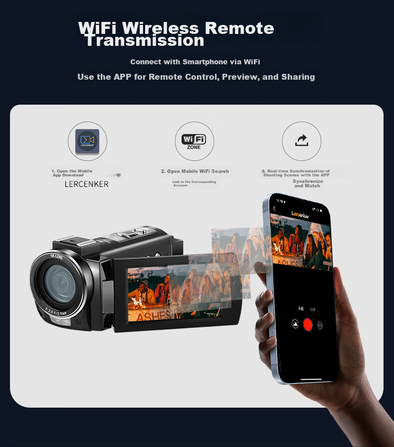 ORDRO AE20 5K Ultra HD DV Camera Dedicated Shooting Zoom Handheld Camcorder Anti-Shake Wide-Angle Wifi Connection Vlog Conference Short Video 20