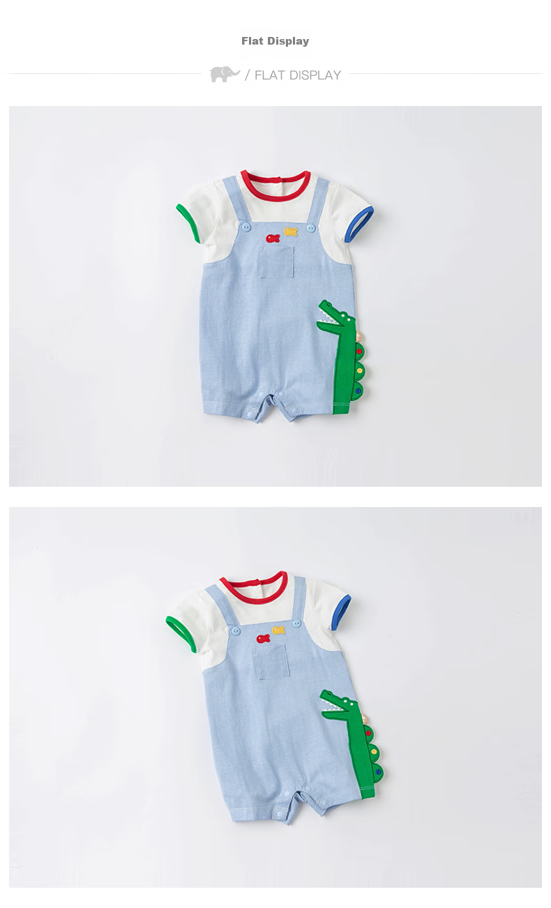 DAVE & BELLA Baby Clothes, Newborn Onesie, Infant Romper, Summer Thin Cotton Style for Boys, DB17261 Blue, Baitiao Pattern, 73cm 9