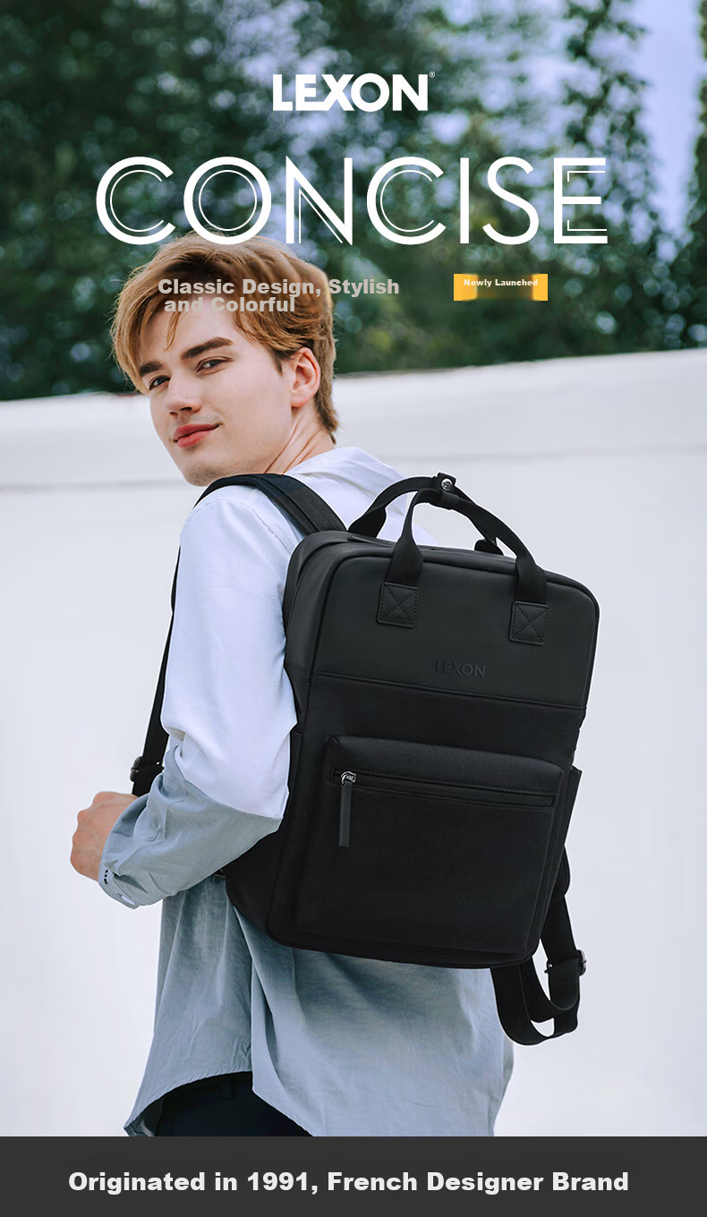 LEXON Casual Laptop Backpack, 15-Inch Notebook Backpack for Men And Women, Outdoor Travel Couple Patchwork Backpack, Dark Gray 1