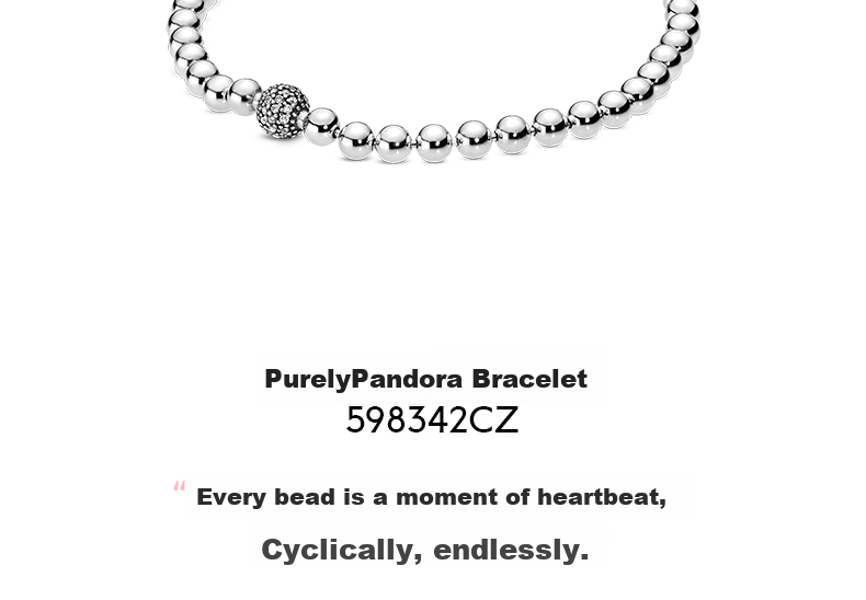 Pandora 925 Silver Beaded Bracelet, Simple Chain, Elegant Versatile Personalized Couple's 925 Silver Bracelet, Birthday Gift 2