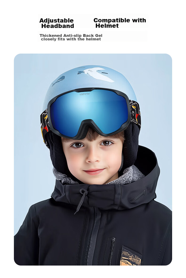 VOZAPOW Children's Ski Goggles, Double-Layer Anti-Fog, Snow Blind Spherical Lens, Windproof And Cold-Resistant Protective Eyewear for Men And Women in Snow 10