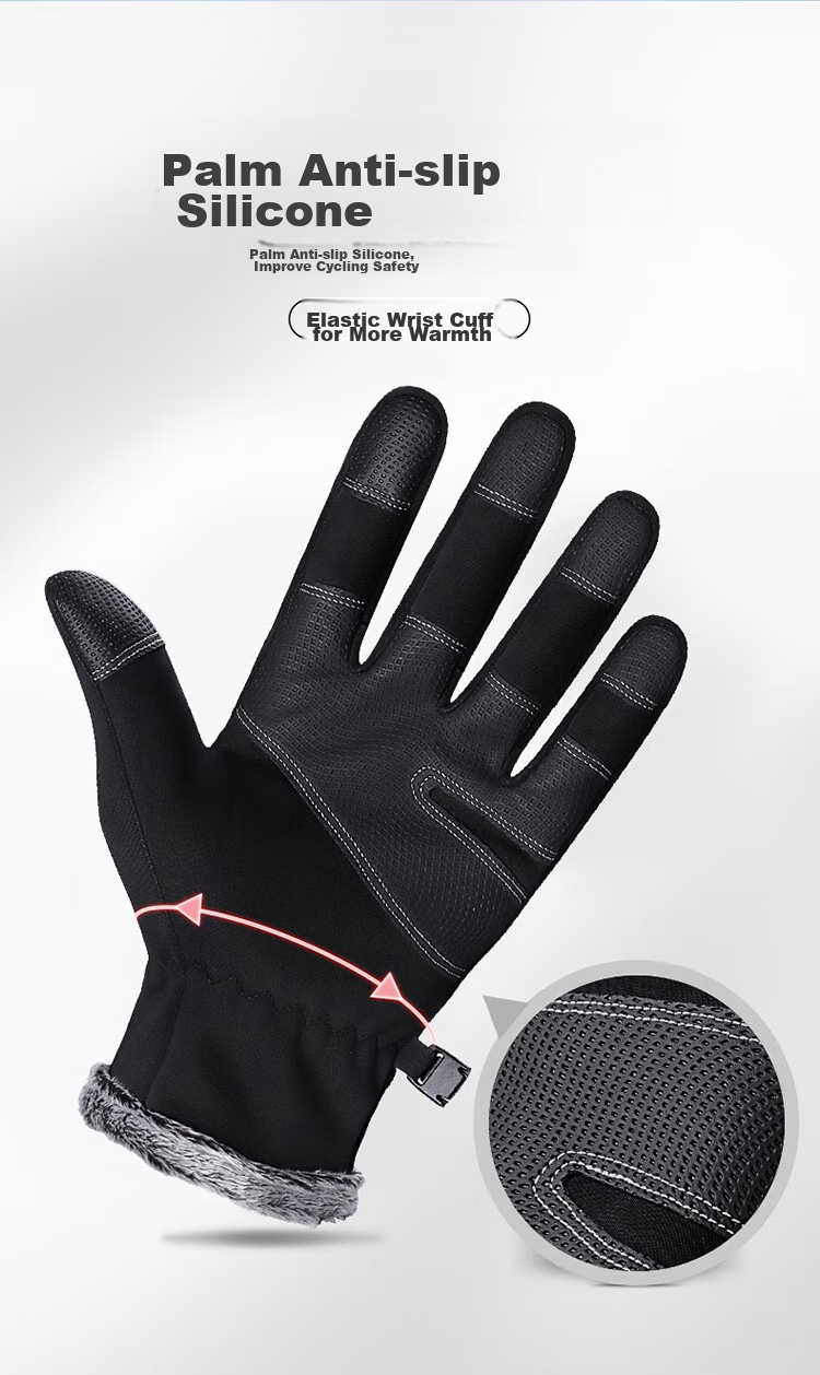 RED DRAGONFLY Cycling Gloves for Men, Winter Outdoor Sports Windproof Water-Resistant Running Hiking Gloves, Warm Fleece-Lined Touchscreen Gloves 2