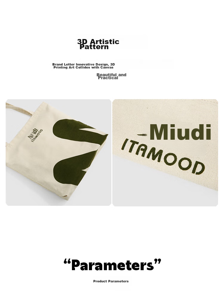 Mood Ladies' Handbag Brand Custom Canvas Bag Shopping Bag Shoulder Bag Gift for Girlfriend Or Wife 5020 White 4