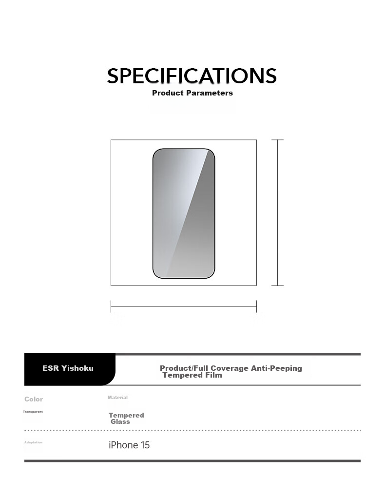 ESR [2 Pieces] Privacy Screen Protector for Apple IPhone 15, Anti-Peeping Tempered Glass Film, Dust-Free Installation, Ultra-Clear Privacy Protection Front Film 13