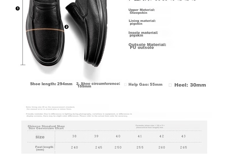 Aokang Men's Shoes, Sheepskin Men's Business Casual Round Toe Slip-On Breathable Soft-Soled Leather Shoes, Black, Size 42 6