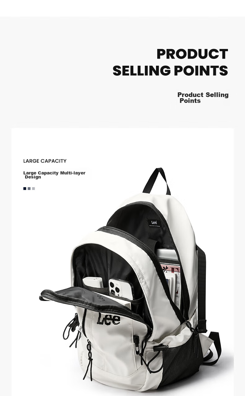 Lee Backpack, Large Capacity for Women, Short-Trip Travel Bag, Laptop Bag for College Students And High School Students, Black 6