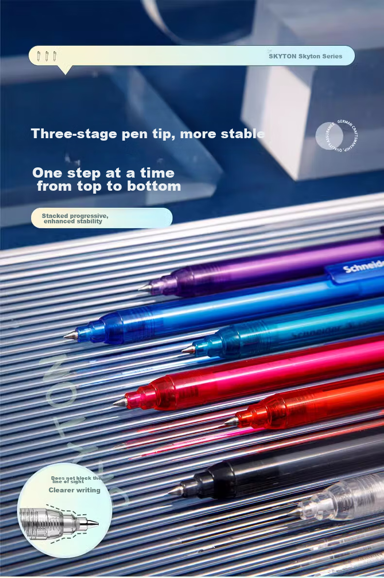 Schneider Gel Pen, 0.5mm, Black, Quick-Drying, Large Capacity, Retractable, Signing Pen, Writing Pen, Exam Pen, Office Meeting Pen - Sika Tong Transparent Black 5