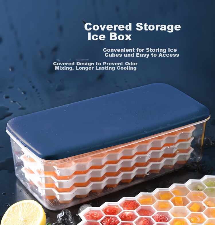 Suncojia Ice Cube Mold, Ice Making Tool for Home Use, Ice Box for Making Ice Balls, Refrigerator Freezer Tray, Silicone Storage Box with Lid, 47 Compartments 10