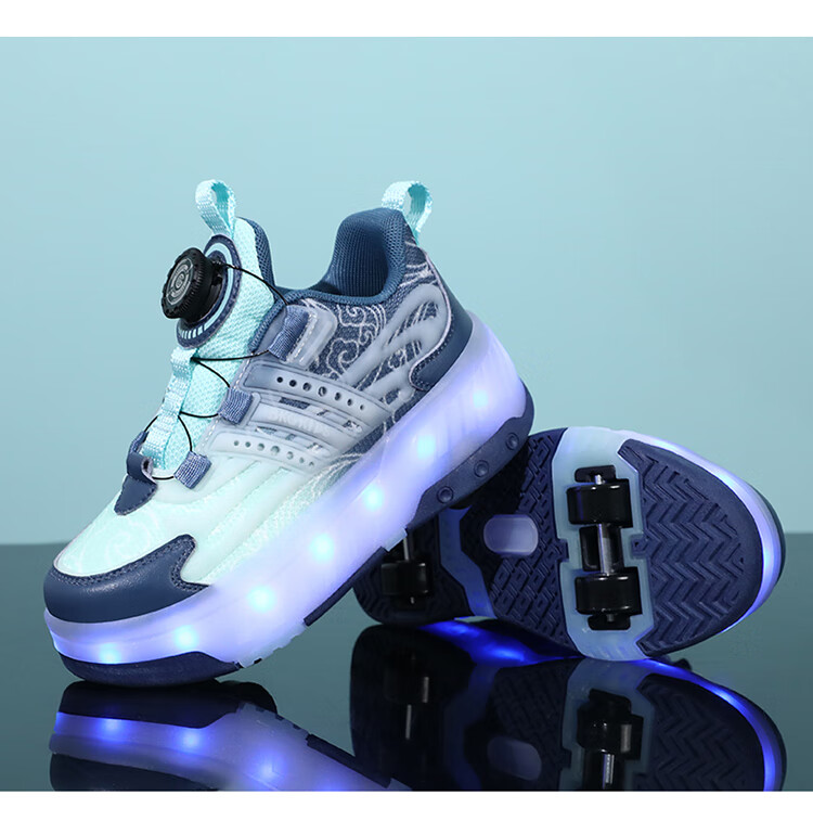 BKG Running Shoes for Girls, Four-Wheel Sports Shoes for Children, Student And Youth Skating Shoes ZYQ23825-B7 Lan Yue 36 24