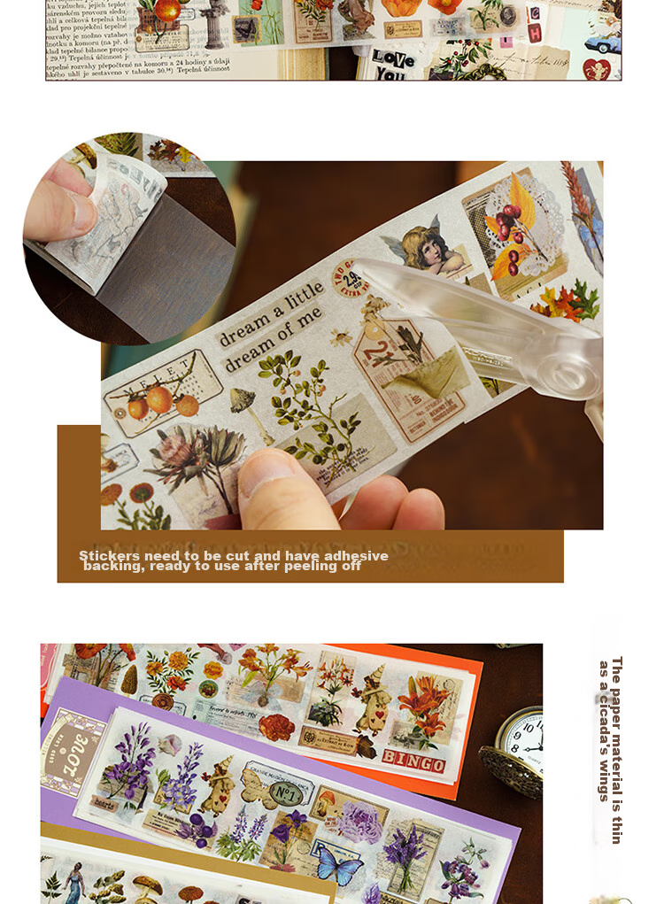 Yuhe Segmented Planner Tape Stickers, Landscape Decorative Stickers And Paper Journal Materials DIY Gift for Girls Children's Day Present, 4 Styles in Total 24 Pieces 4269 7