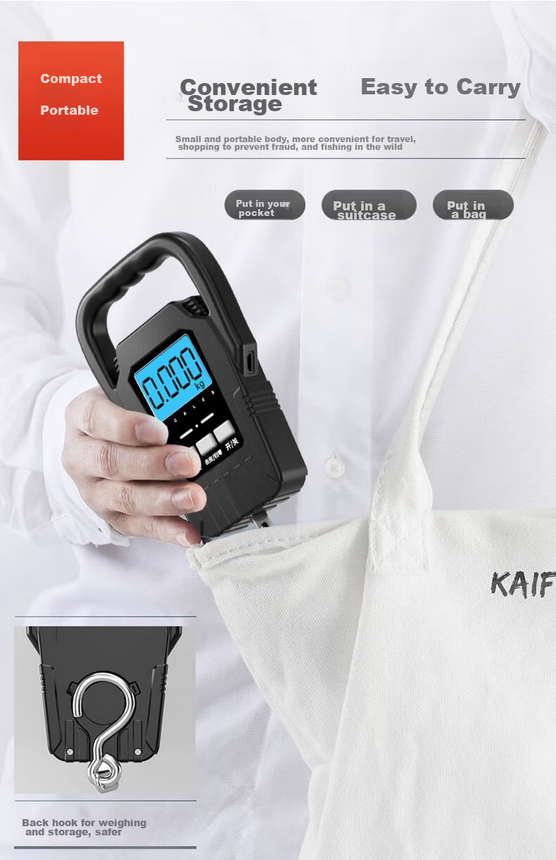 Kaifeng Handheld Scale, Electronic Scale, Portable Scale, Gram Scale, Vegetable Scale, Express Delivery Hanging Scale, High-Precision Luggage Scale, 50kg Capacity 12