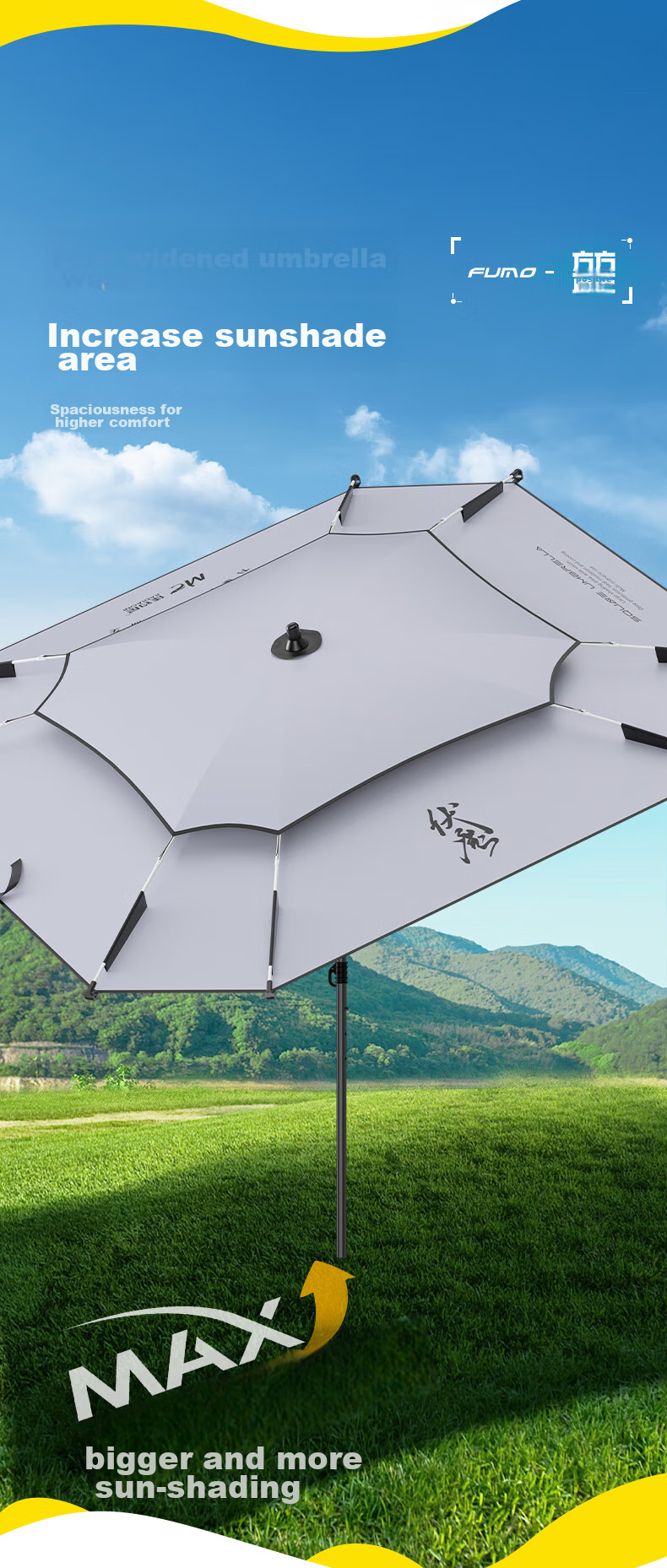JIADIAONI Square Umbrella Fishing Umbrella Large Fishing Umbrella 2024 Sun Umbrella Outdoor Sun Protection Specialized Rain Umbrella 2.2 Meters 3