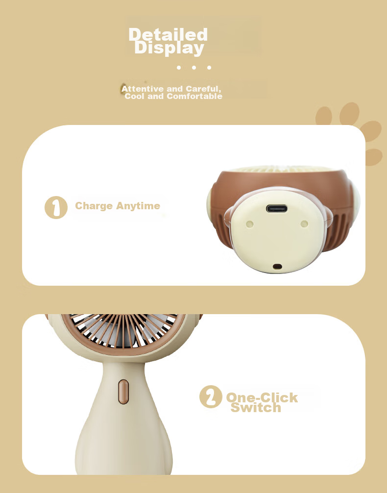 Ouliwen Small Handheld Fan for Desktop And Bed, USB Rechargeable, Low Noise, Three Speeds, Portable Mini High-Power Electric Fan for Office And Dormitory, My Little Pony Blue 11