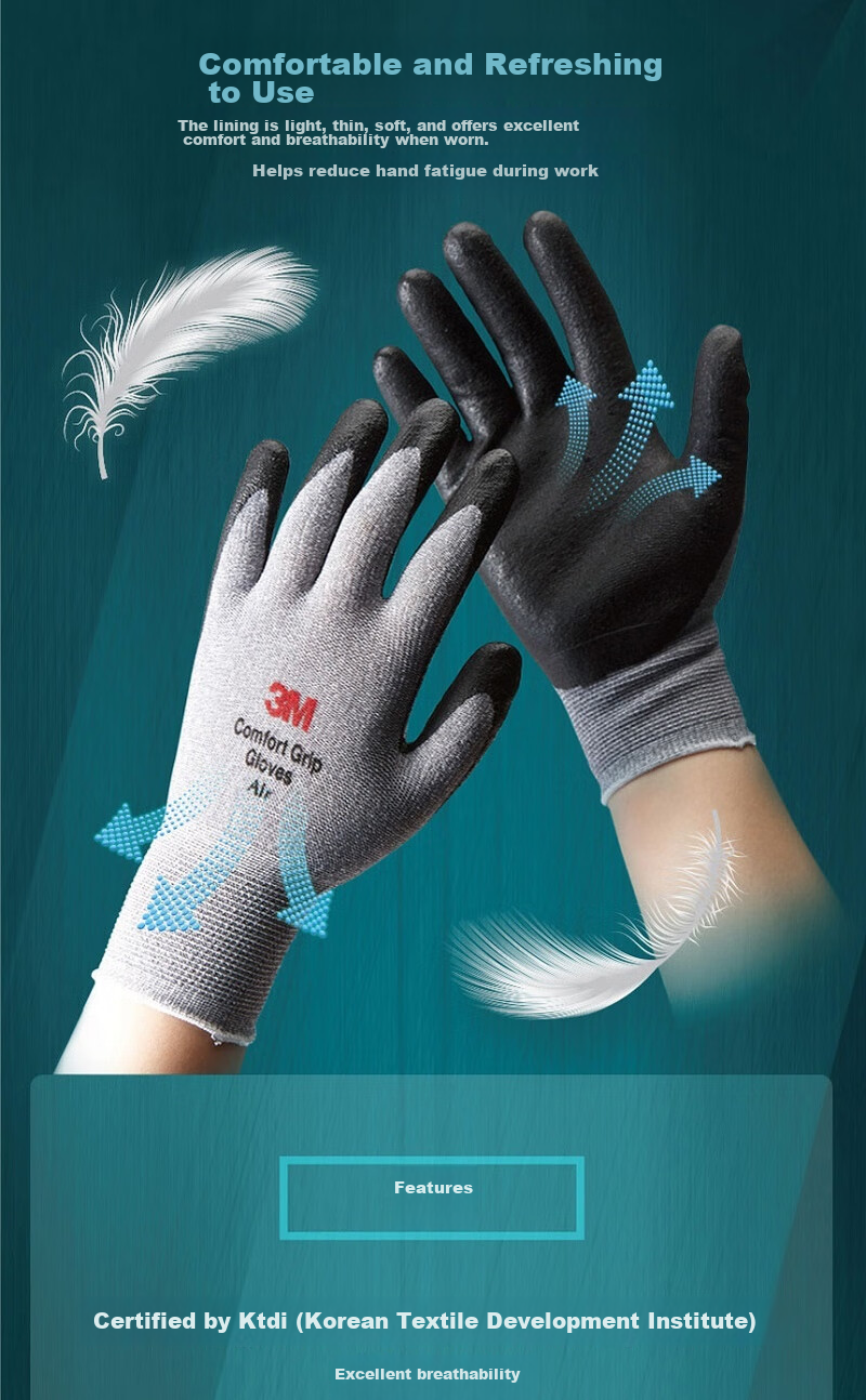 3M Touchscreen Gloves, Compatible with Touchscreen Phones, Industrial Labor Maintenance Non-Slip Adhesive Nitrile Coated Wear-Resistant, Universal Breathable [Touchscreen Type L Size] 9