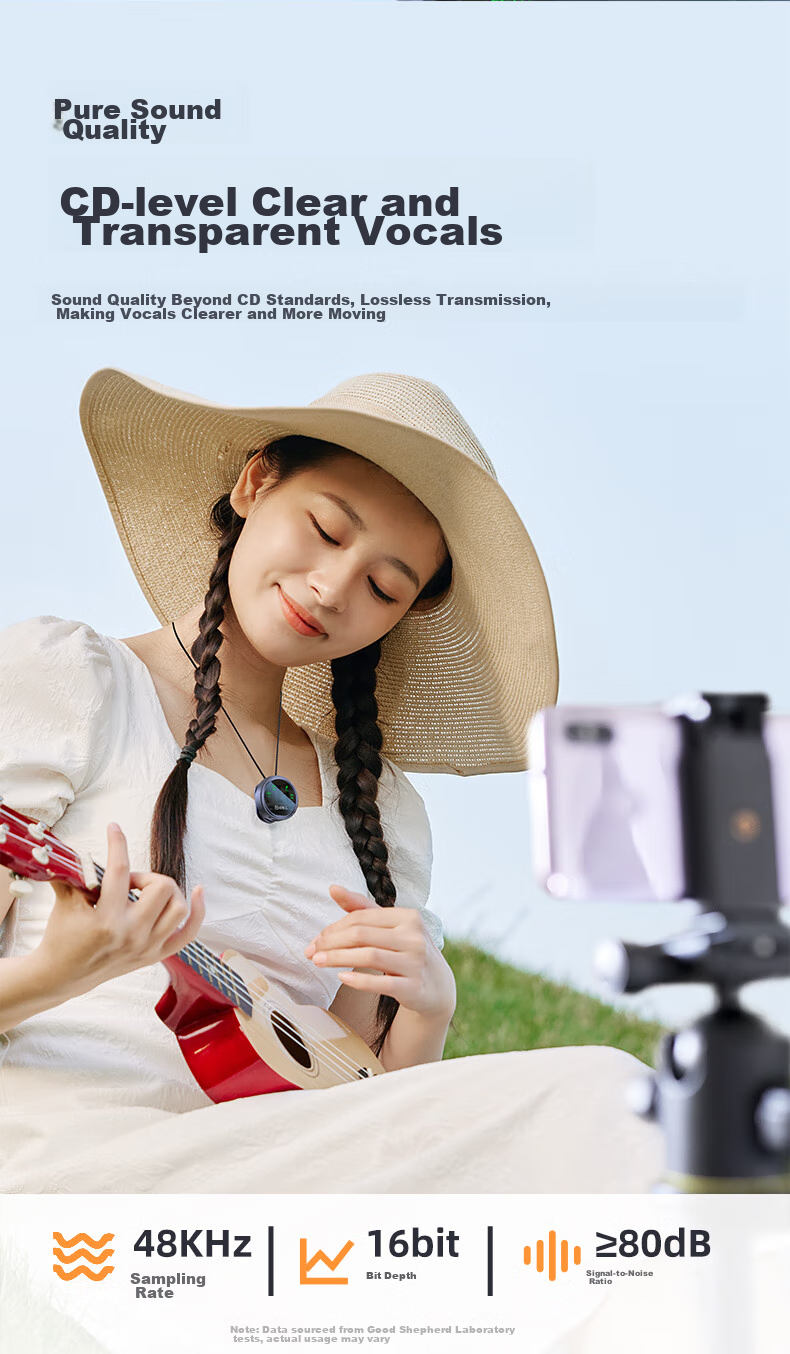Haomuren Wireless Lavalier Microphone Live Streaming Audio Equipment Sound Pickup Device for Streamers Recording Video Outdoor Noise Reduction Professional Button Earphone Karaoke Microphone Computer And Mobile Phone Dedicated One-To 9