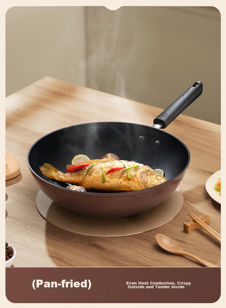 SUPOR Non-Stick Wok, Flat-Bottom Frying Pan for Stir-Fry And Steak, Low-Smoke, 28cm, Compatible with Induction And Gas Stoves 16