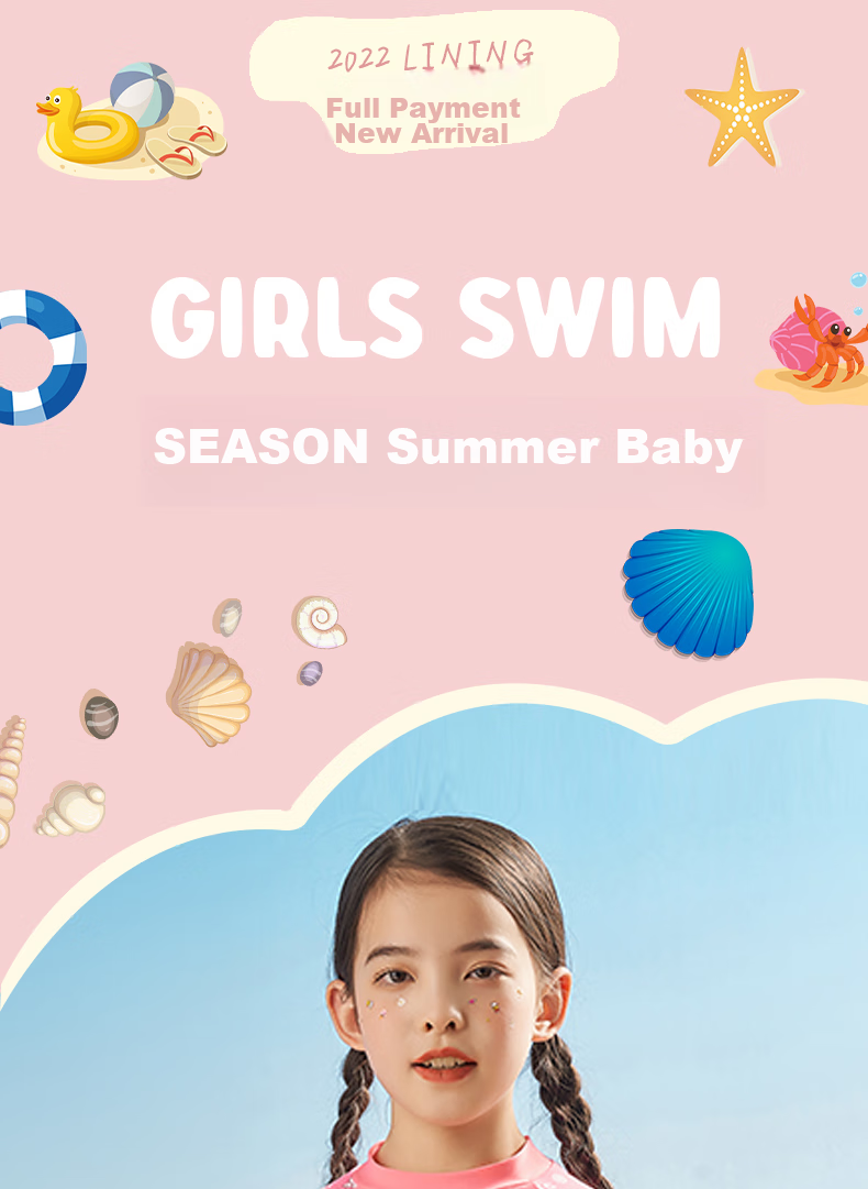 Li-Ning Children's Swimwear, Boys And Girls Two-Piece Long-Sleeve Surfing Suit, Professional Sun Protection, Breathable Quick-Dry Swimsuit, 908 Blue, Size 120 13
