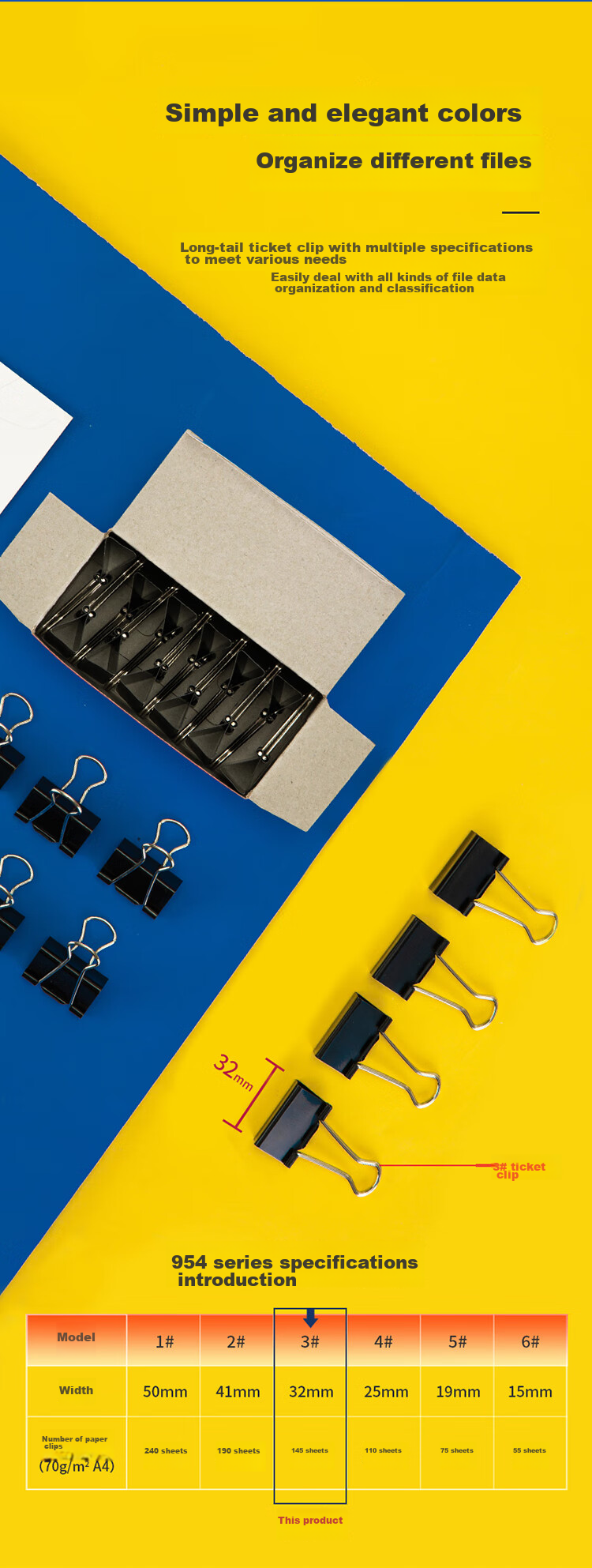 Deli 32mm Medium-Sized Metal Black Binder Clips/bill Clips/document Clips/iron Clips/file Clips, 12 Pieces/box 2
