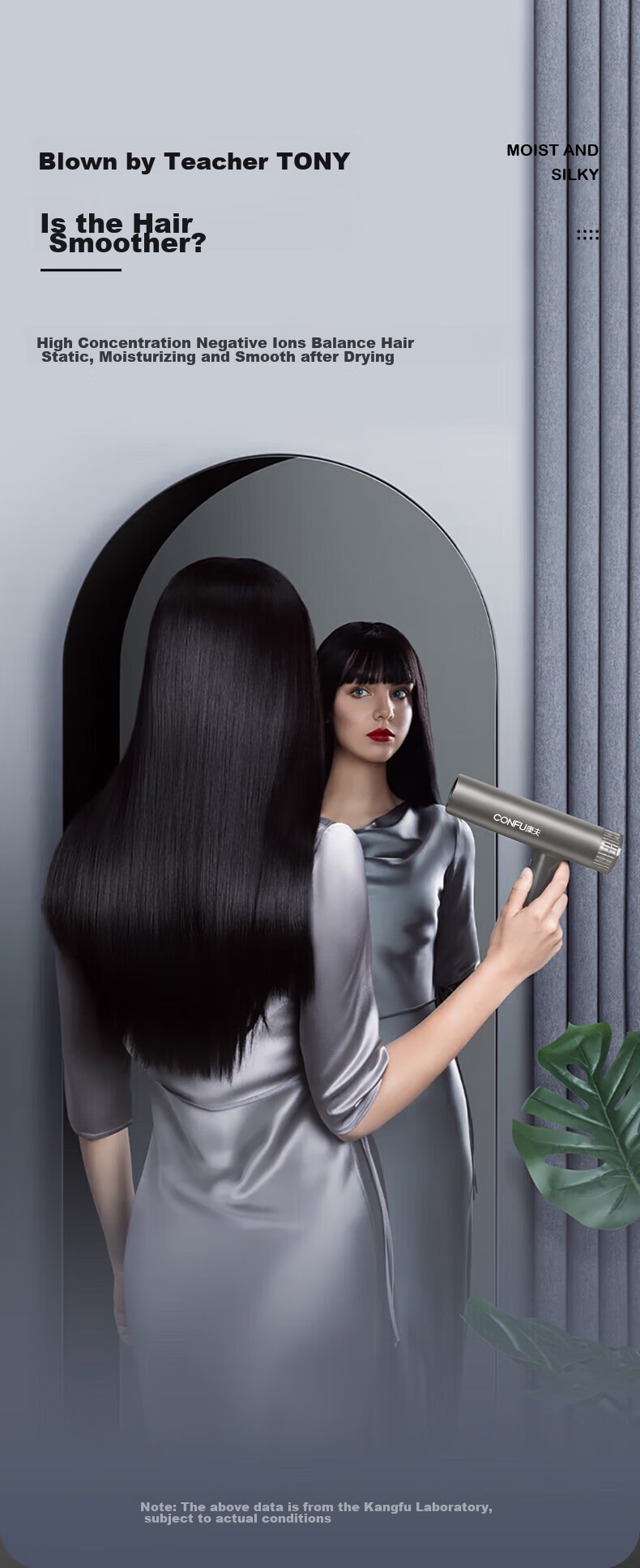 CONFU High-Speed Hair Protection Hair Dryer, Home Use, High Power, Strong Airflow, Negative Ion, Gentle on Hair, Electric Hair Dryer, Constant Temperature, Professional Salon Model, KF-K9, Brown, 2.2m Cord Length 4