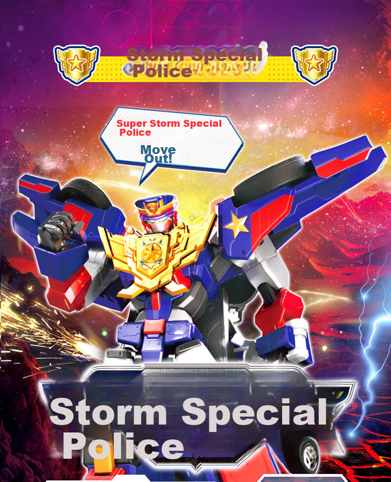MinitegongduiX Storm Special Police Seven Super Battle Force Transforming Mecha Dual-Form Fule Zhanqi Toy, Gift for Young Boys 6