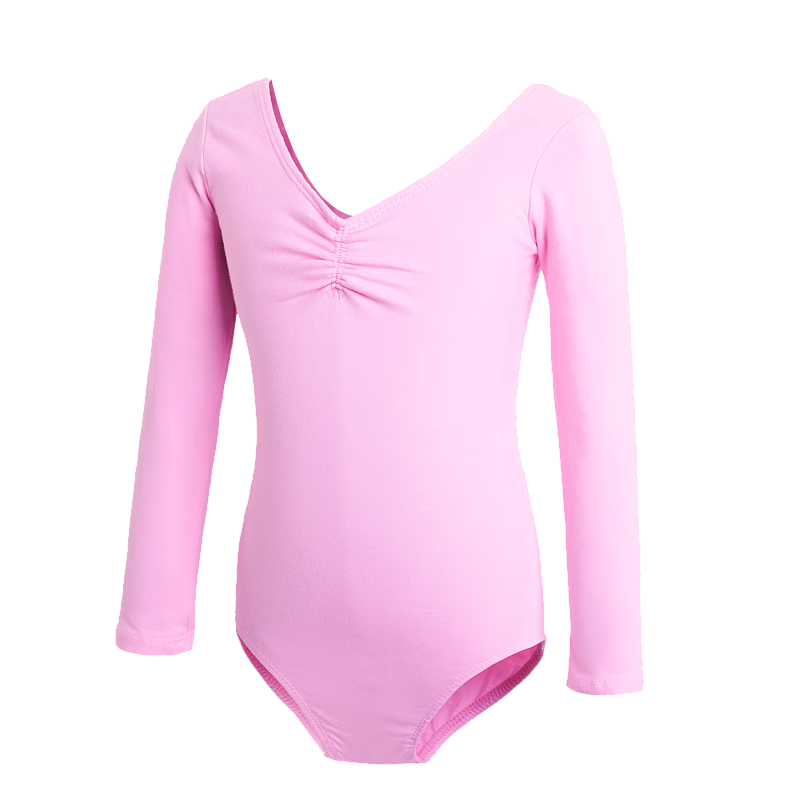 Aiwuge Children's Dance Leotard for Girls, Ballet Practice Outfit, Long-Sleeve One-Piece Dance Dress, Exam Uniform, Size 170