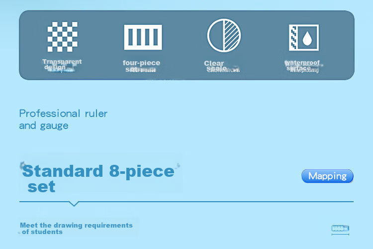 KALRENCAT Stationery Student Exam Drawing Ruler Set: 15cm Straight Ruler + 2 Triangular Rulers + Protractor, 4-Piece Set Recommended for Exams, National Day And Mid-Autumn Festival Gift Package 2