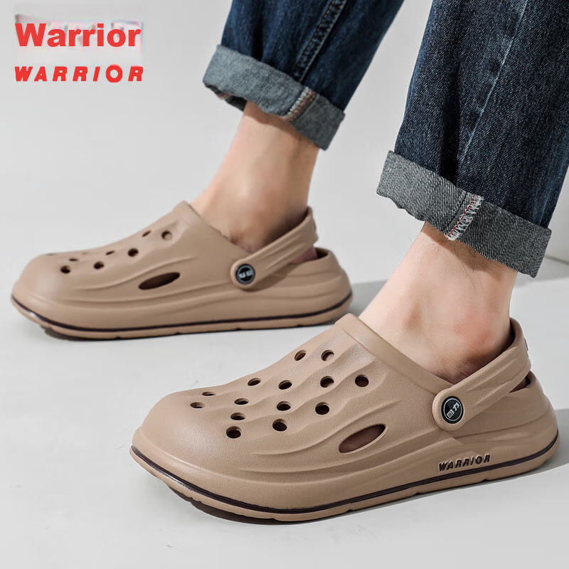 Huili Outdoor Perforated Shoes for Men, Non-Slip Beach Sports Bathroom Outdoor Wear Sandals HL02271 Khaki Size 39